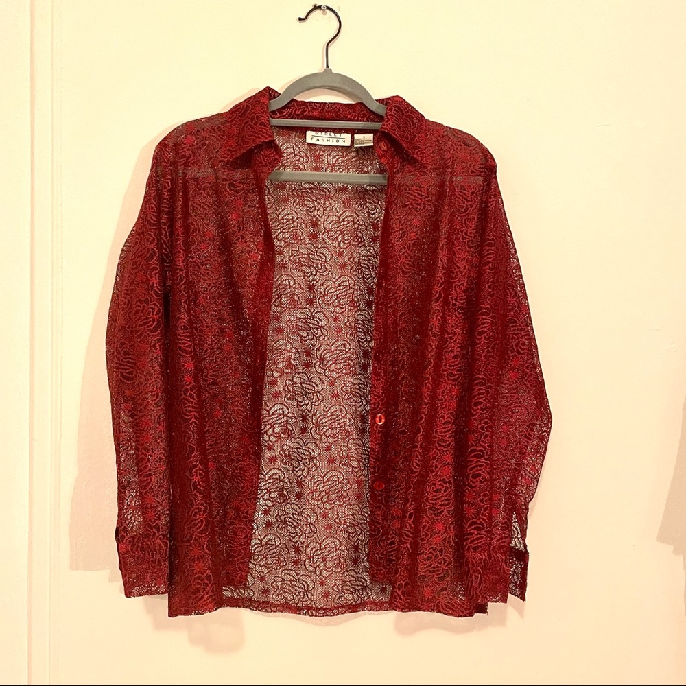 Red Lace Cardigan